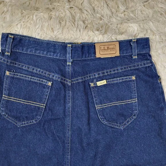 Vintage LL Bean Dark Wash Denim Jean Skirt Made in Maine - USA / Size 16 - Picture 14 of 16